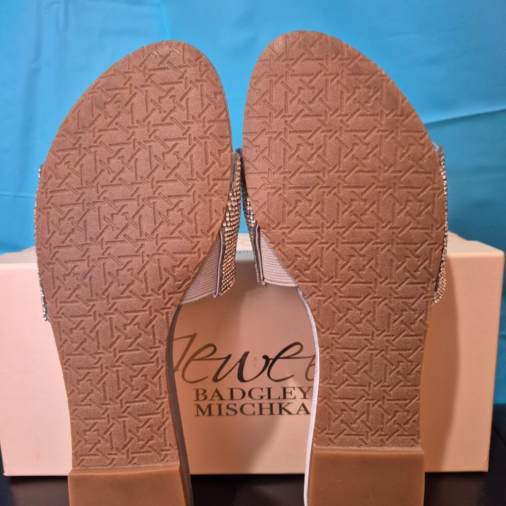 Jewel Badgley Mischka Women's Khaleesi Silver Slide Sandals - Size 8 - Picture 5 of 7